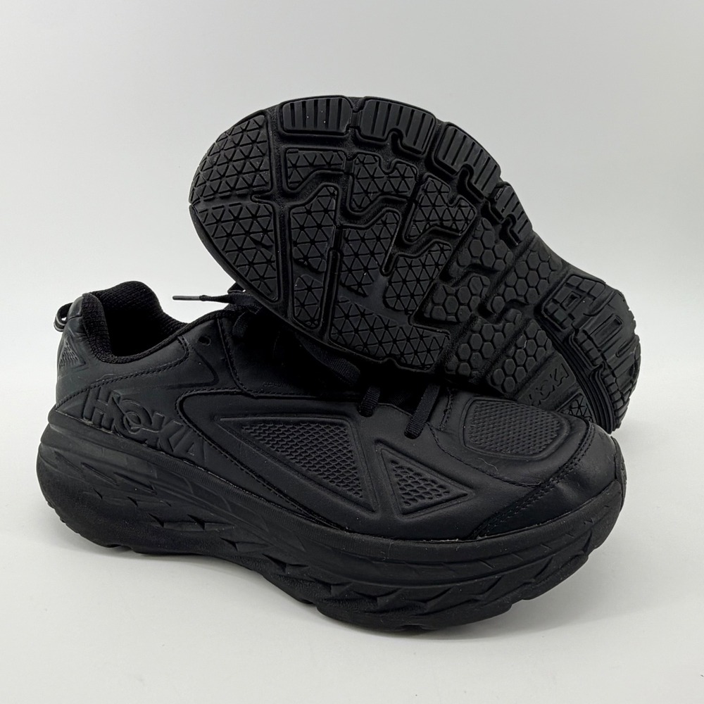 Hoka One One Bondi LTR Mens 11 Triple Black 1019496 BLK Leather Walking